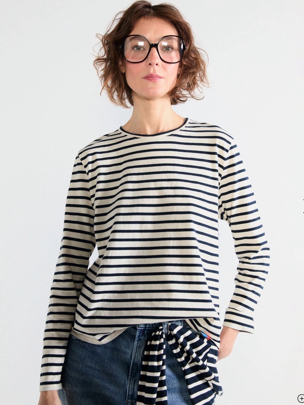 Kule The Modern Long Striped Long Sleeve Tee Black & White Size L